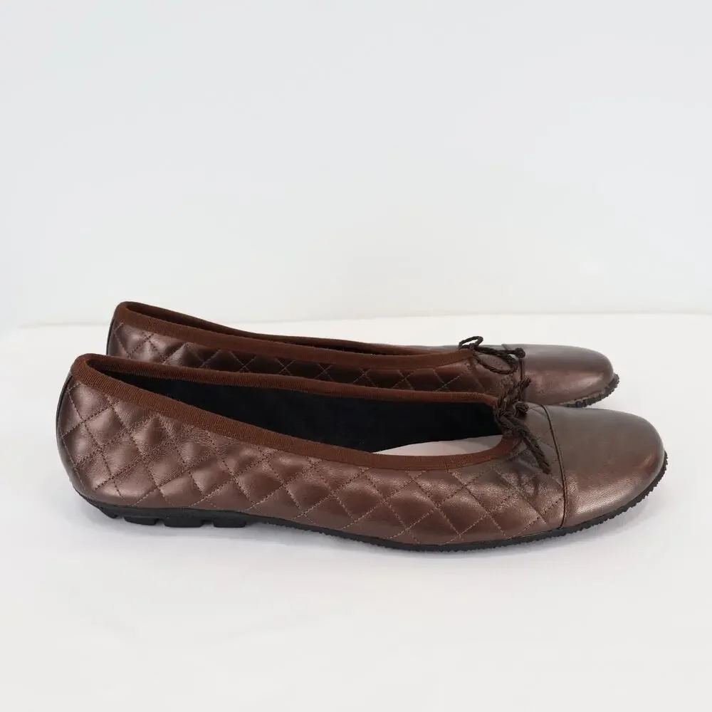 Paul Mayer Attitudes Quilted Metallic Brown Ballet Flats Size 9